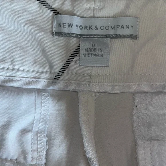 New York & Company Women White Grid Chinos - Picture 6 of 6
